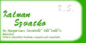 kalman szvatko business card